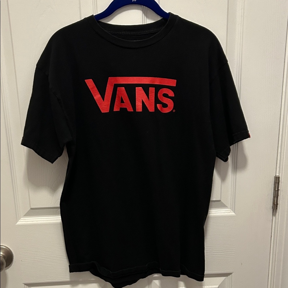 Vans Men's Black Tee with Red Logo